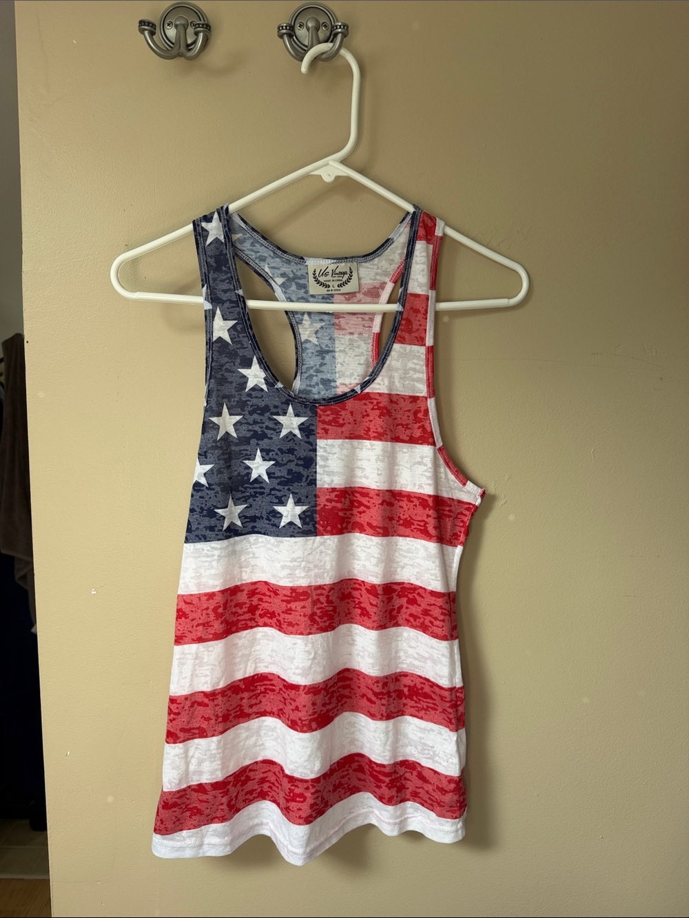 Women’s Flag-Print Racerback Tank Top - Red, White & Blue